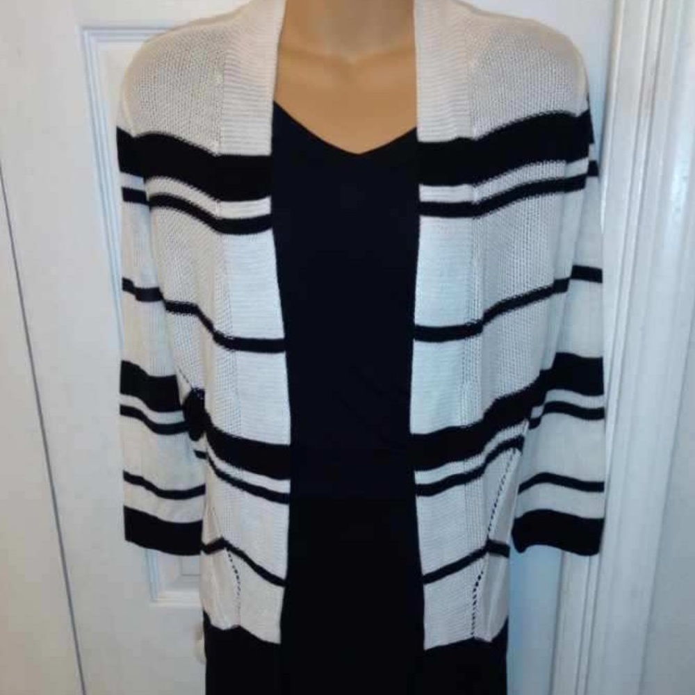 Black/white striped cardigan